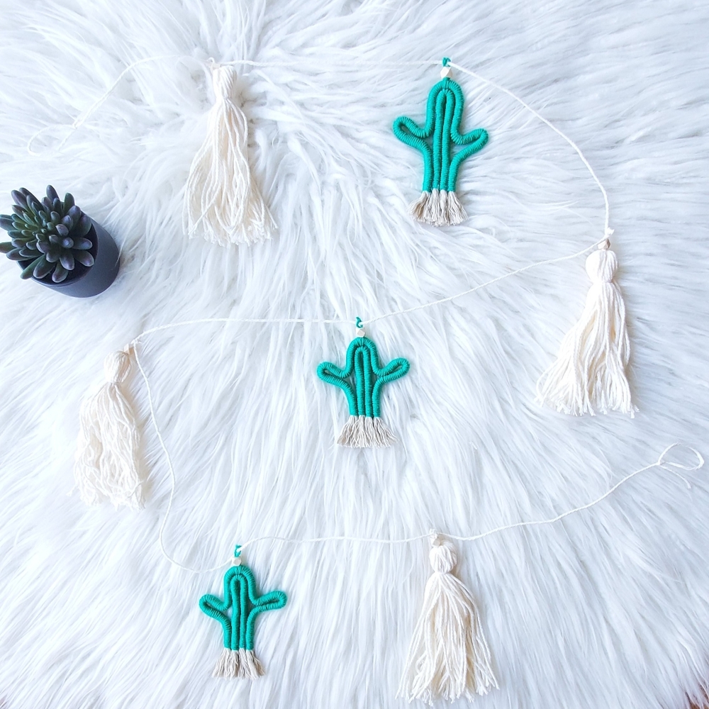 Handmade macrame cactus garland